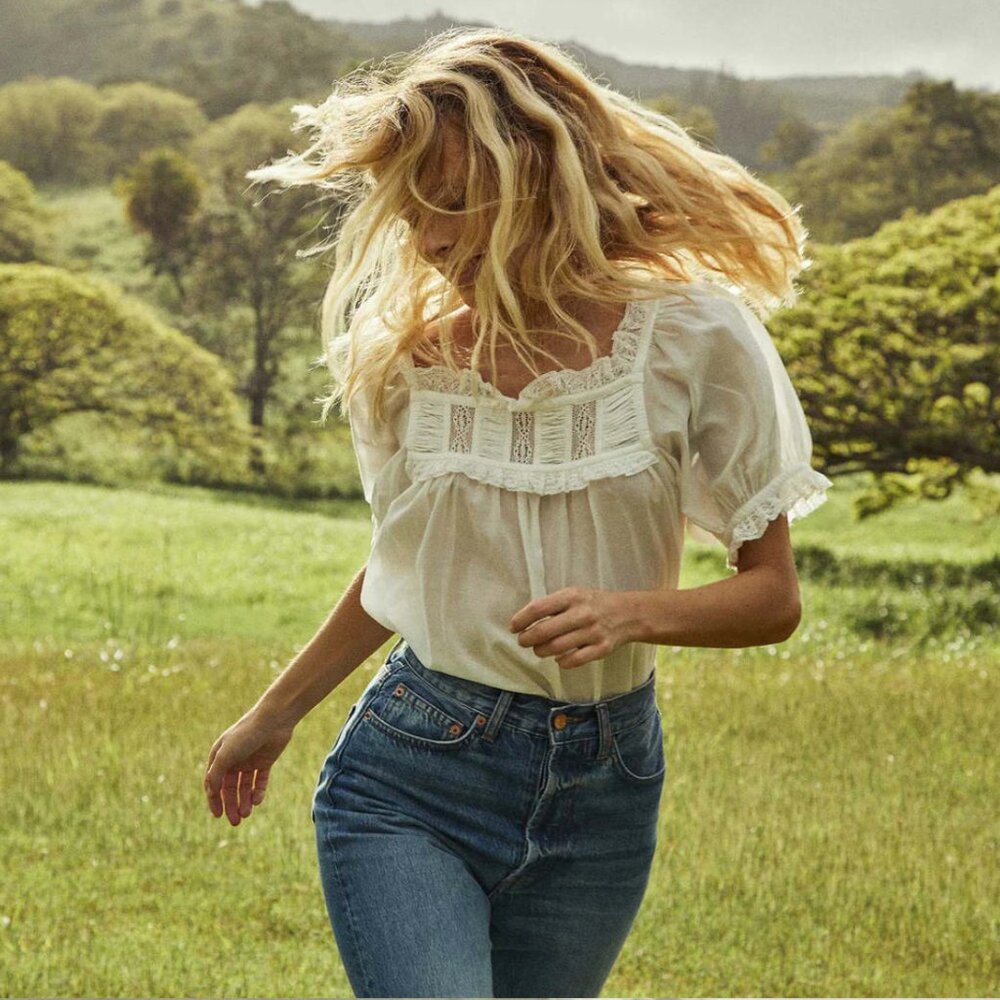 Dôen Frances Top in Salt Lace Medium Cotton-Blend